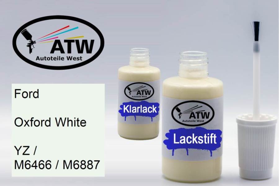 Ford, Oxford White, YZ / M6466 / M6887: 20ml Lackstift + 20ml Klarlack - Set, von ATW Autoteile West.